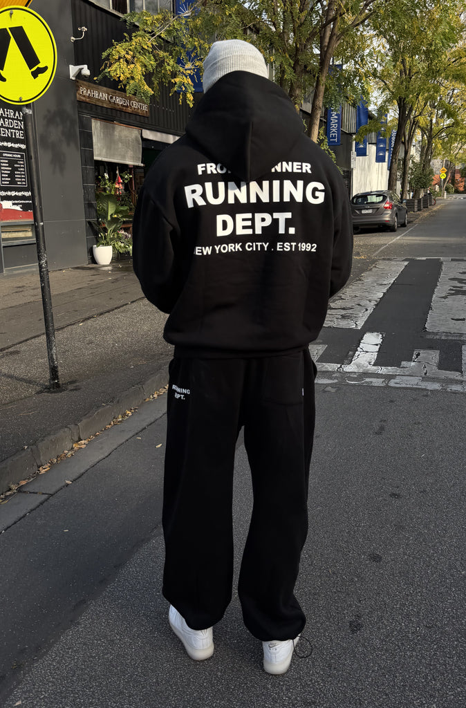 Running Dept Hoodie Black White