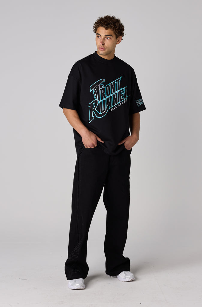T&F Tee - Black Aqua