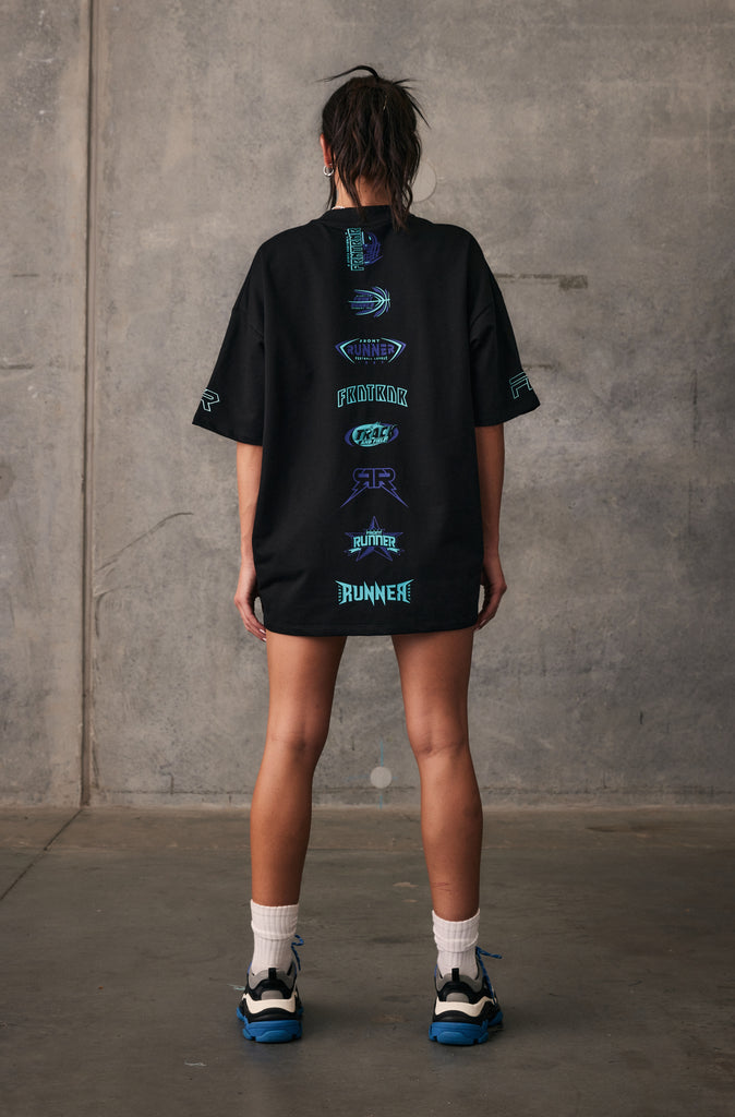 SS Runner Logo Tee - Black Aqua