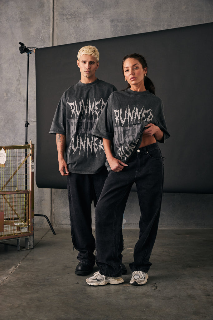 Runner Tribe Tee Washed Black 