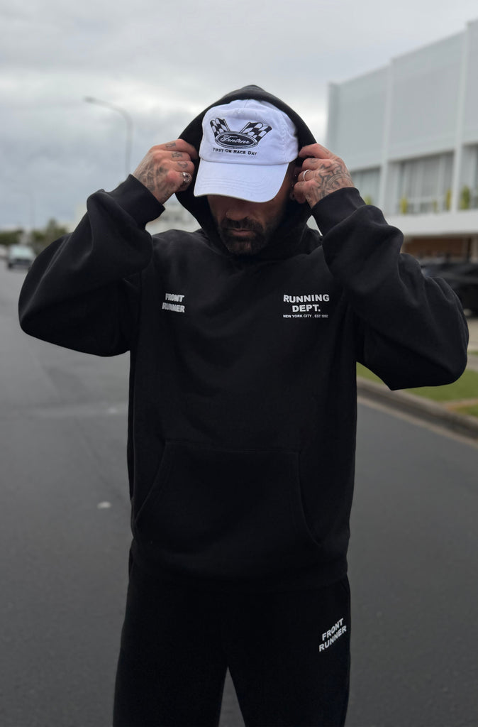 Running Dept Hoodie Black White