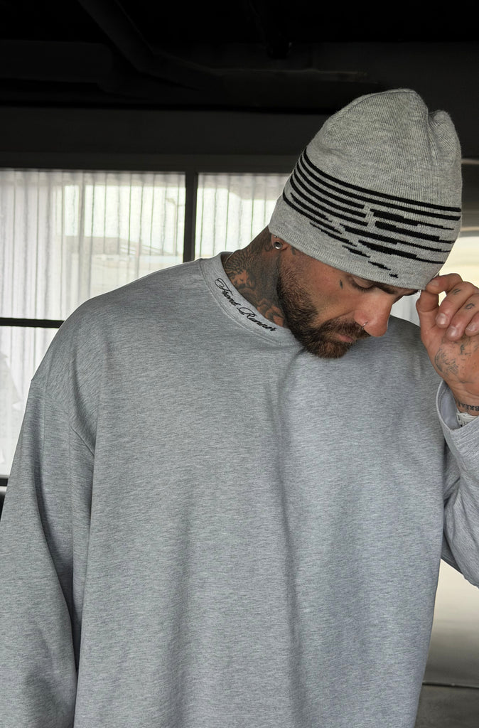 Script L/S Tee Grey Marle