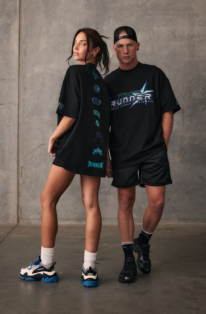 SS Runner Logo Tee - Black Aqua