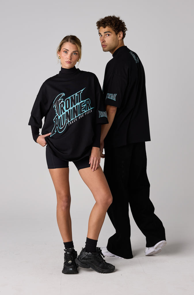 T&F Tee - Black Aqua