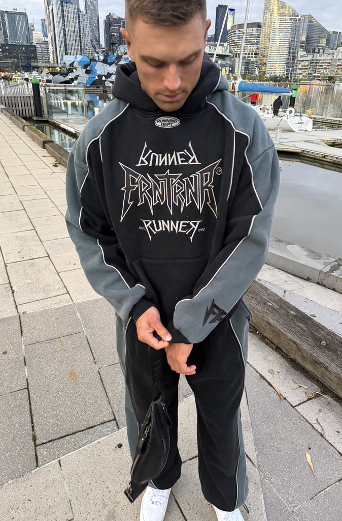 Tagged 2 Tone Hoodie Washed Black