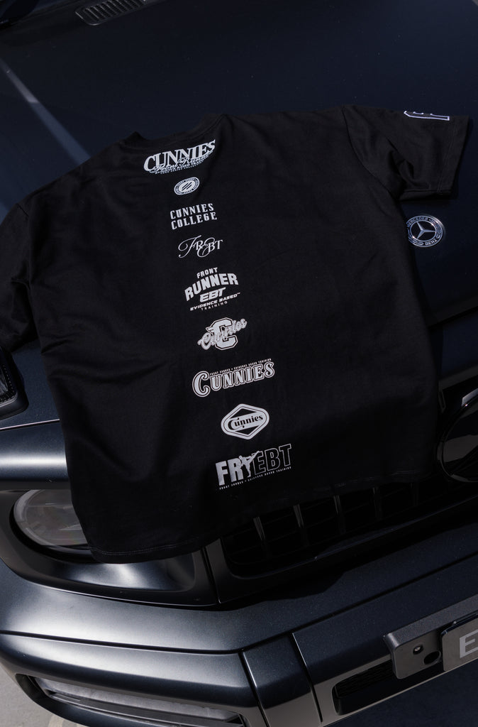 Cunnies Tee with Back Logos - Monochrome