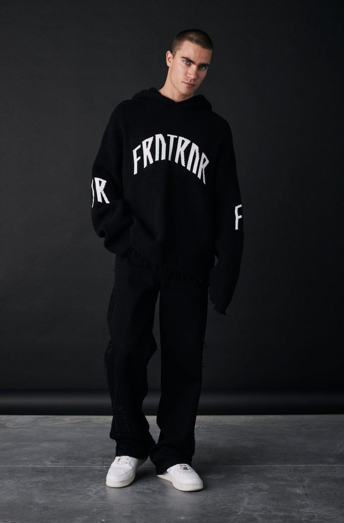 FRNTRNR Knit Hoodie - Black