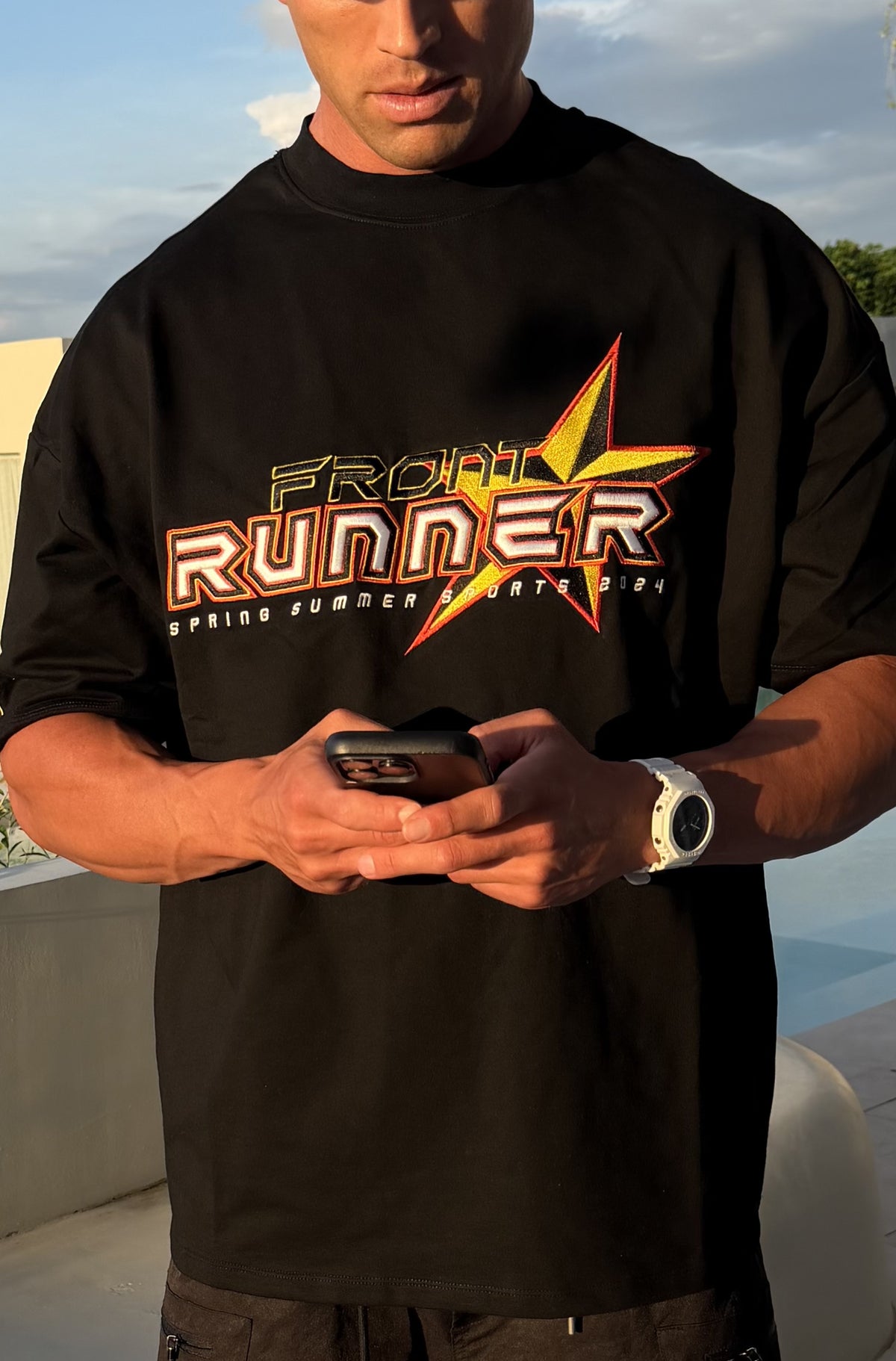 SS Runner Logo Tee Black Fire [men]