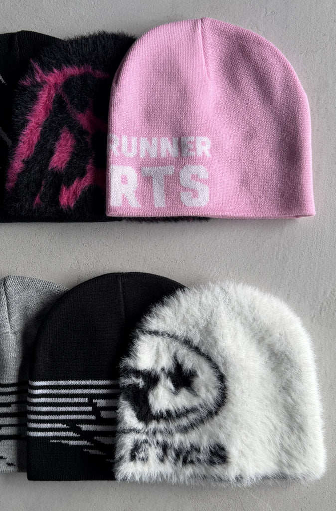 Resilience Fuzzy Skull Beanie White