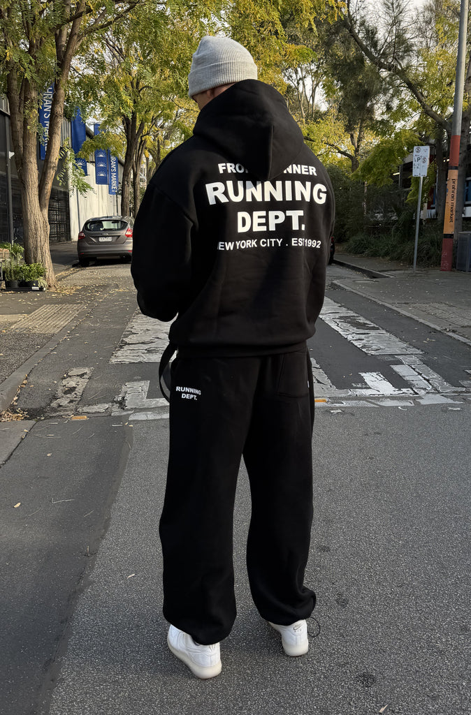 Running Dept Hoodie Black White