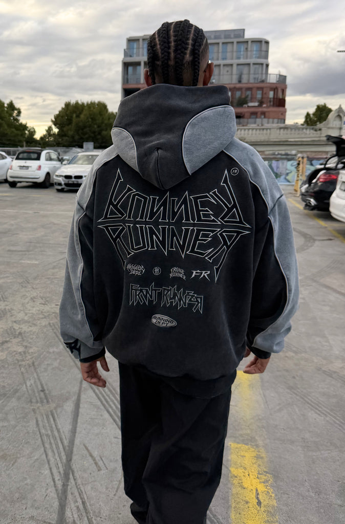 Tagged 2 Tone Hoodie Washed Black