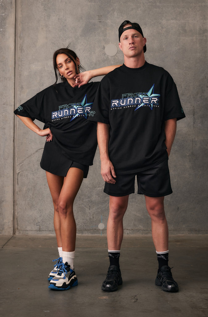 SS Runner Logo Tee - Black Aqua