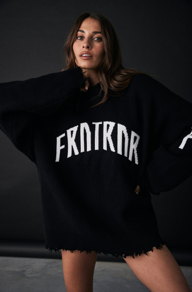 FRNTRNR Knit Hoodie - Black