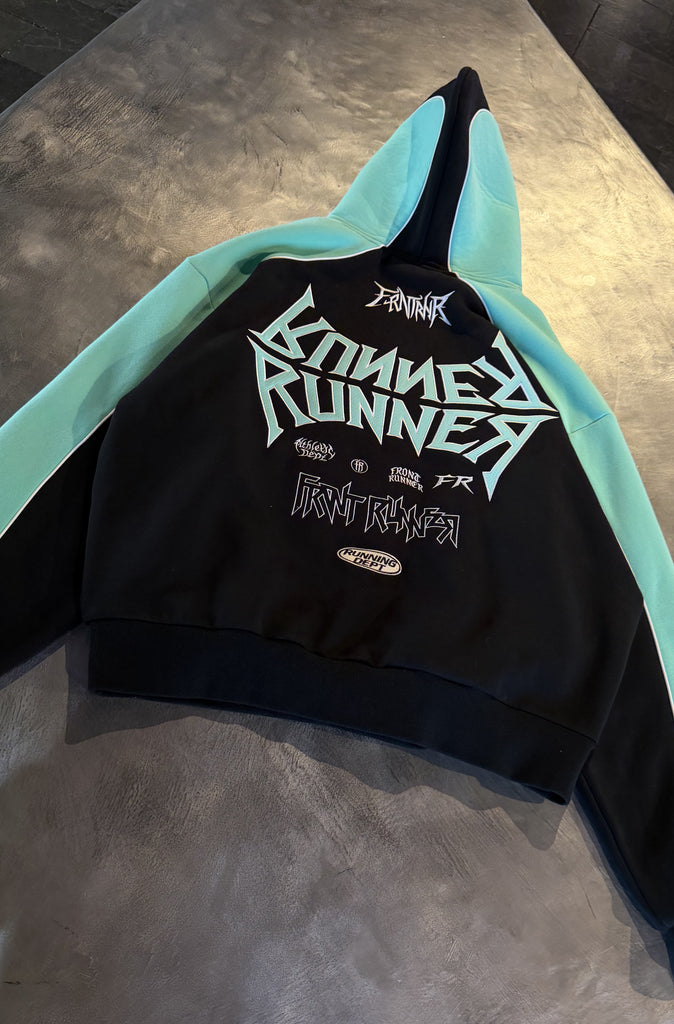 Tagged 2 Tone Hoodie Black Tiffany