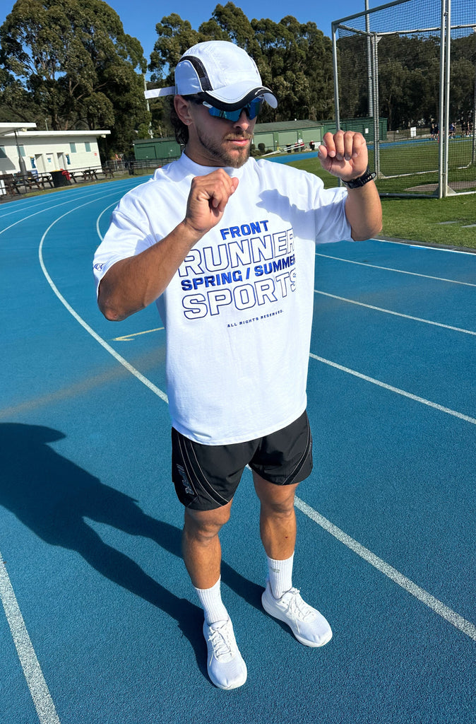 Varsity Sports Tee - White Cobalt