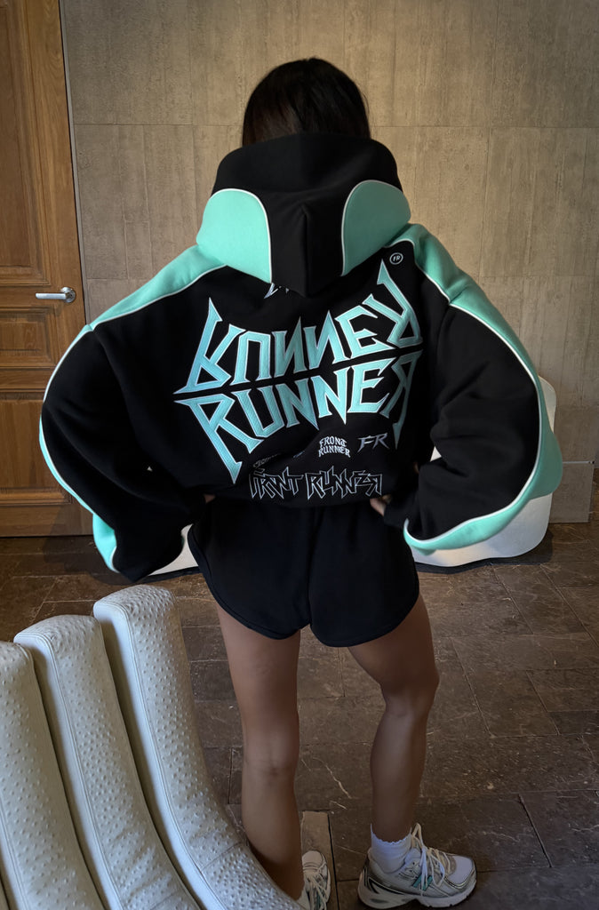 Tagged 2 Tone Hoodie Black Tiffany