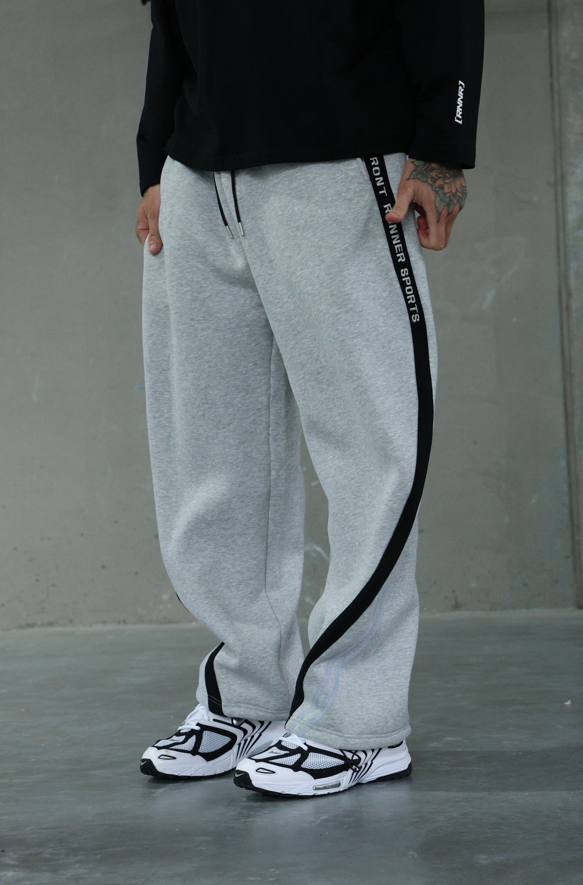 FR Sports Stripe Barrel Leg Trackpant Grey Marle [men]