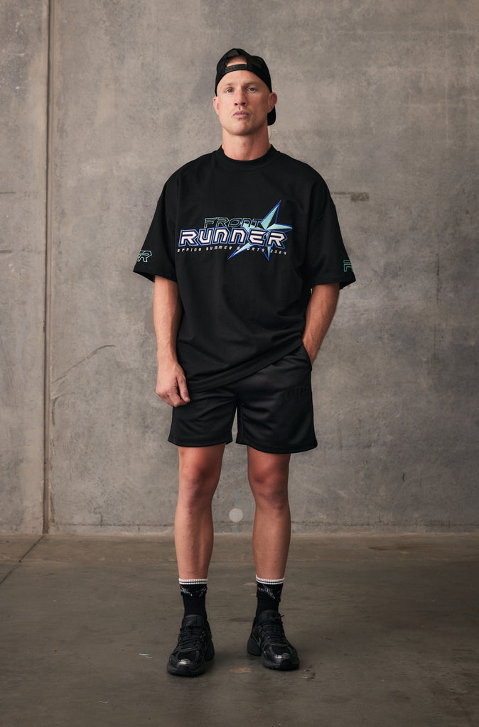 SS Runner Logo Tee - Black Aqua