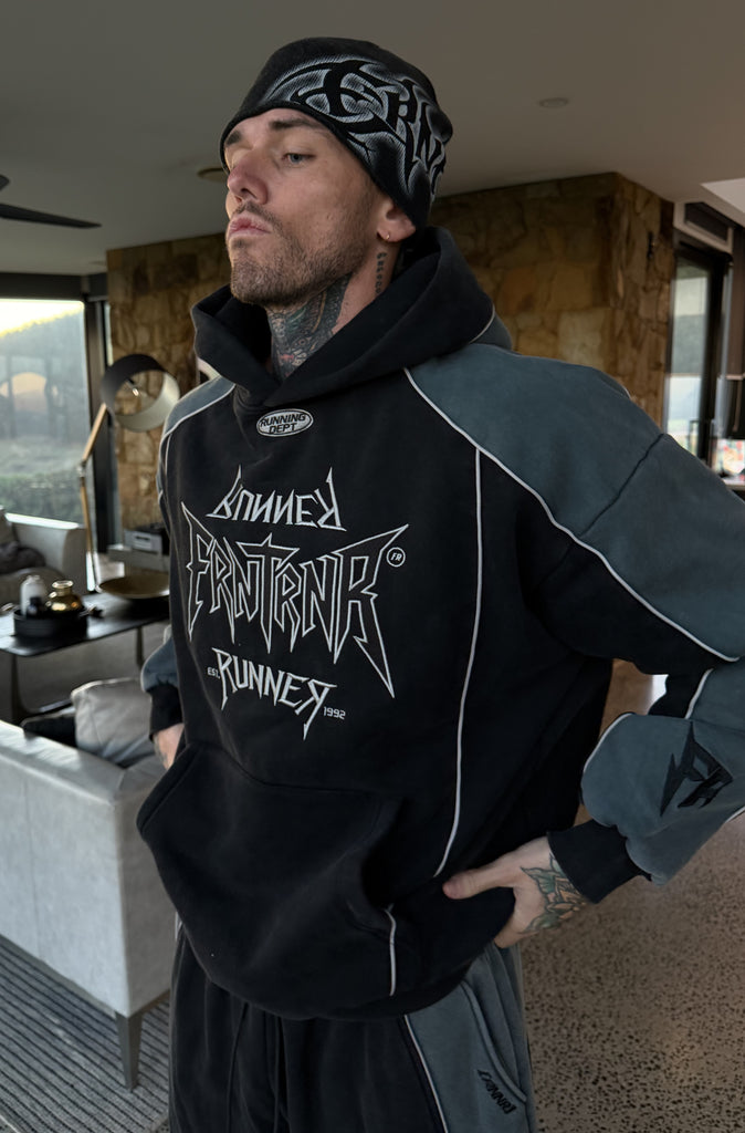 Tagged 2 Tone Hoodie Washed Black