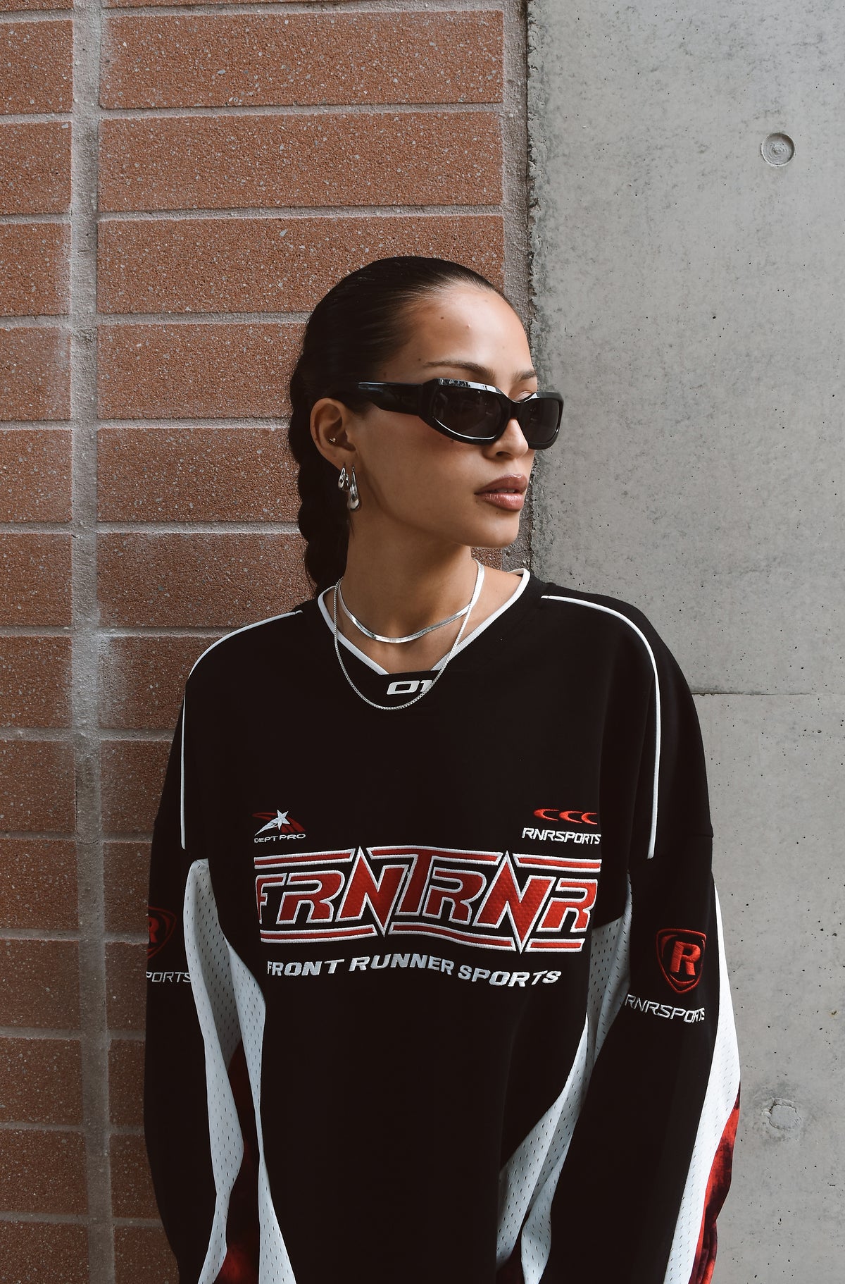 Grid Lock L/S Jersey Black Scarlet [women]