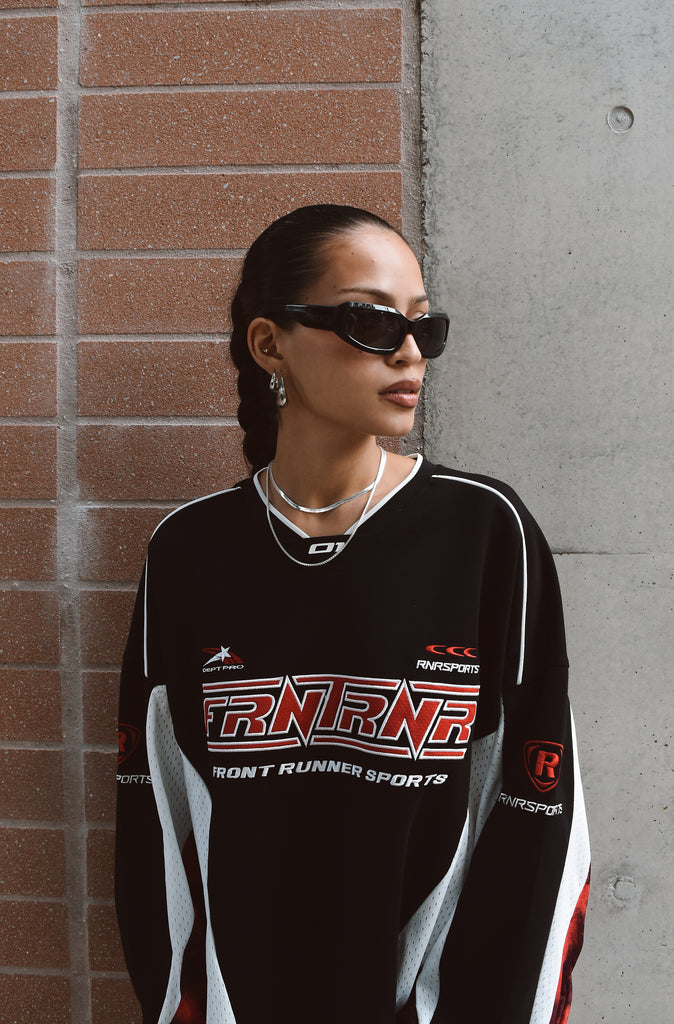 Grid Lock L/S Jersey Black Scarlet