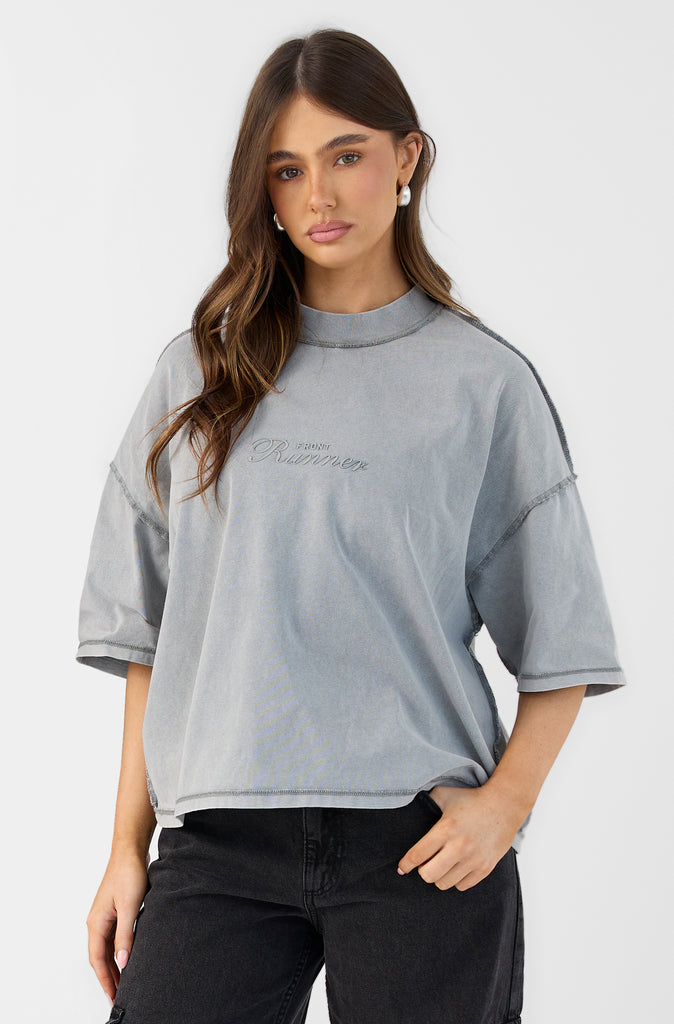 Boxy Reverse Tee - Concrete