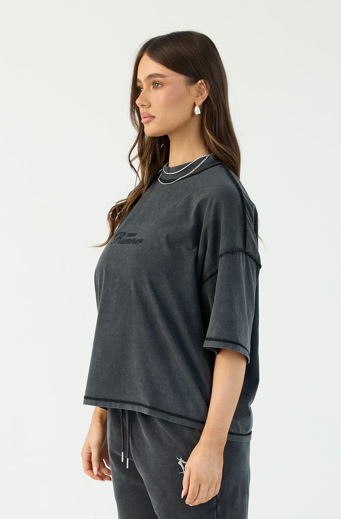 Boxy Reverse Tee - Black