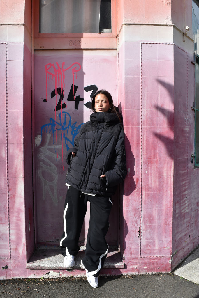 FR Hooded Puffer Jacket Black
