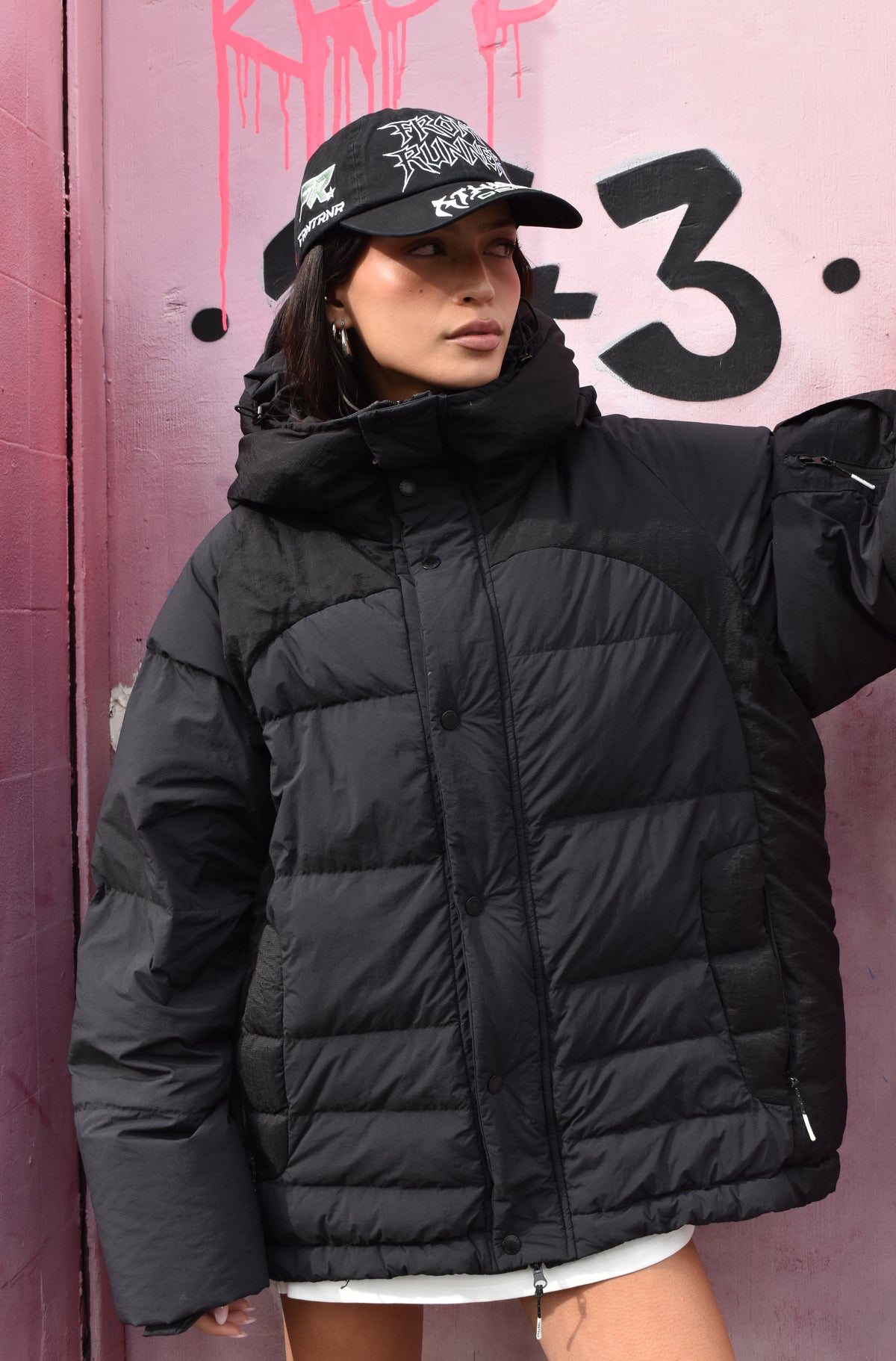 FR Hooded Puffer Jacket Black [women]