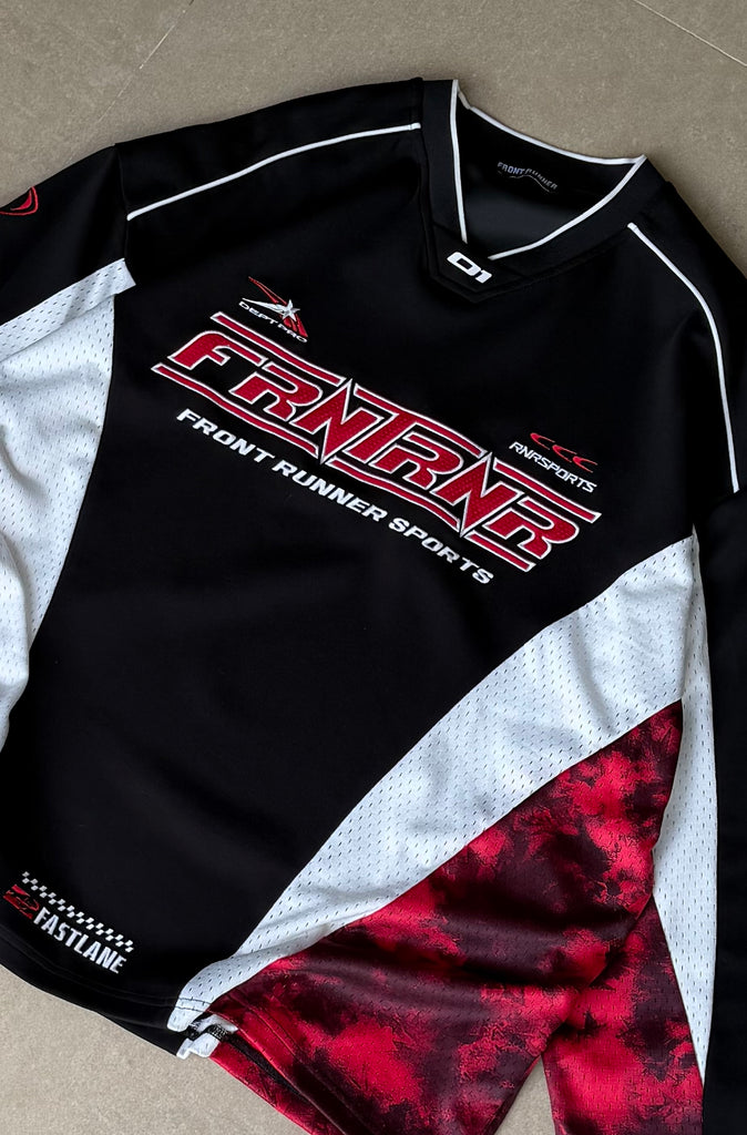 Grid Lock L/S Jersey Black Scarlet