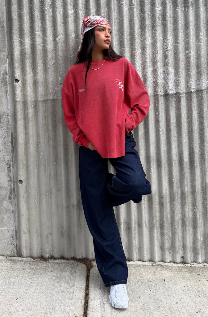 FR L/S Waffle Tee Vintage Cherry