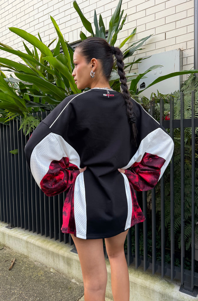 Grid Lock L/S Jersey Black Scarlet