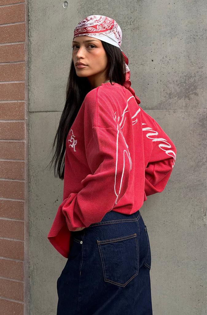 FR L/S Waffle Tee Vintage Cherry