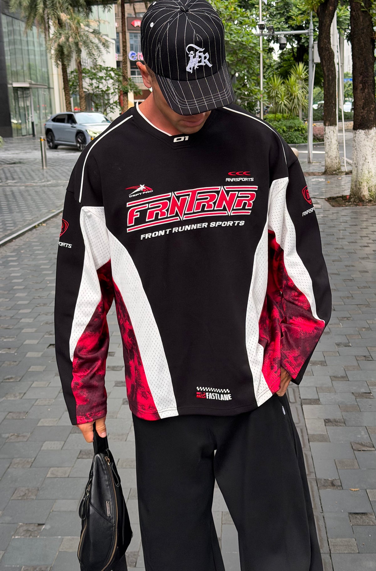 Grid Lock L/S Jersey Black Scarlet [men]