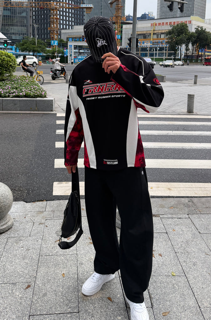 Grid Lock L/S Jersey Black Scarlet