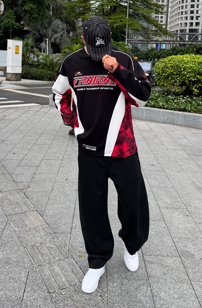Grid Lock L/S Jersey Black Scarlet