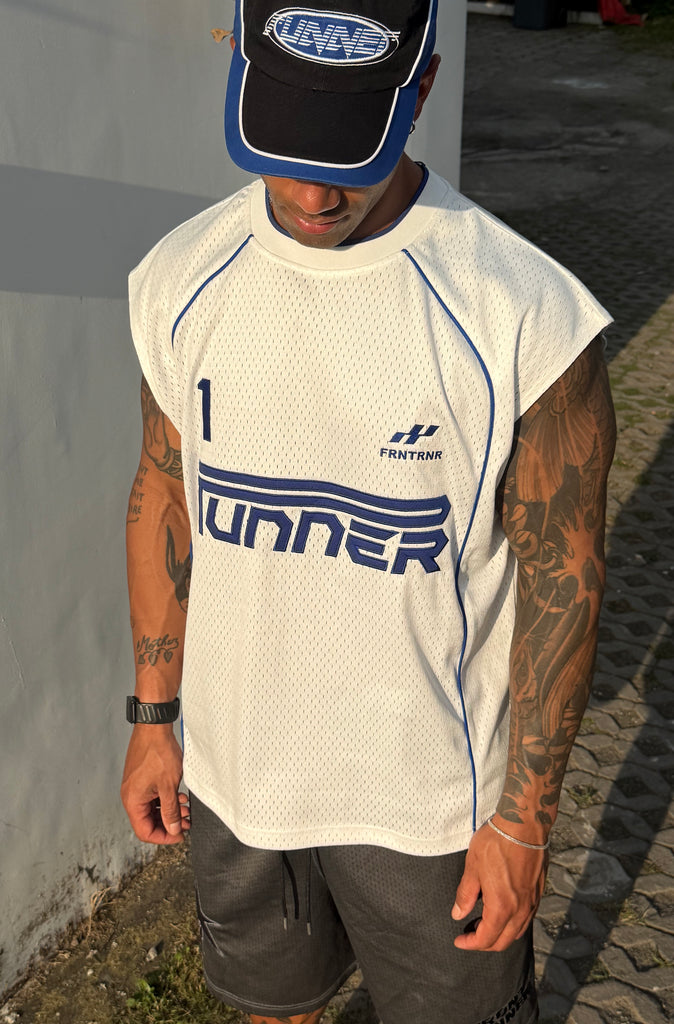 Striker Sleveless Jersey White Cobalt