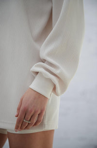 Pleated Long Sleeve Top - Ivory