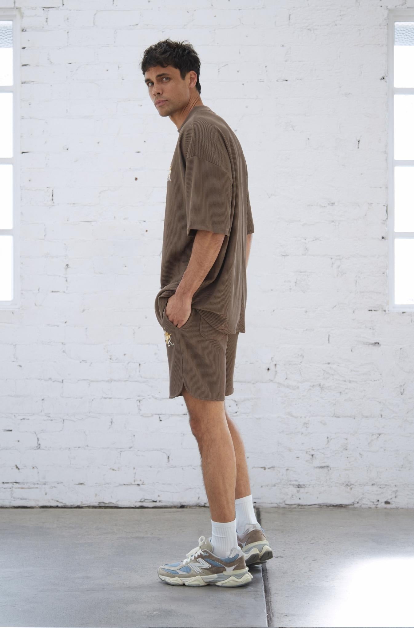 Pleated Tee - Mocha
