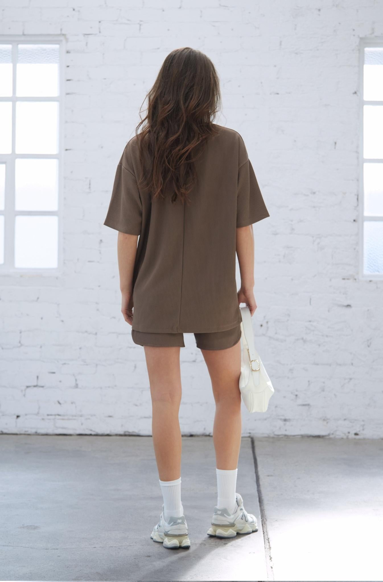 Pleated Tee - Mocha