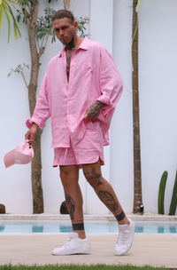 Ulu Linen Shorts - Flamingo